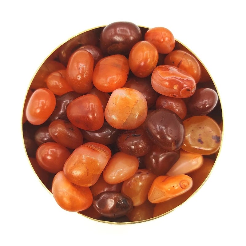 Plus Value Carnelian Pebbles Tumbles Stone Reiki Healing Aura Chakra Vastu Feng Shui Bronze Bowl 200grams - Image 4