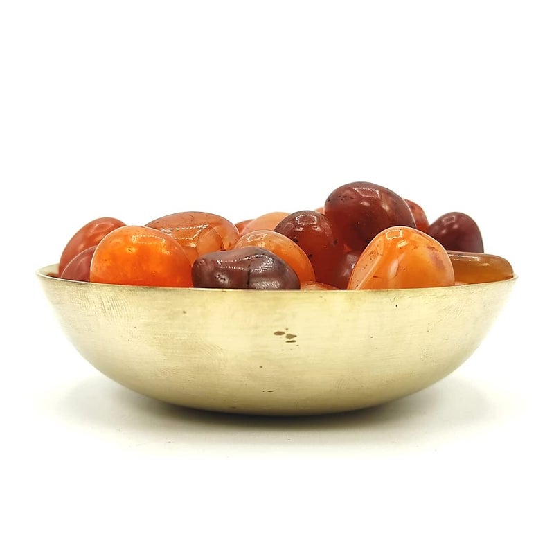 Plus Value Carnelian Pebbles Tumbles Stone Reiki Healing Aura Chakra Vastu Feng Shui Bronze Bowl 200grams - Image 5