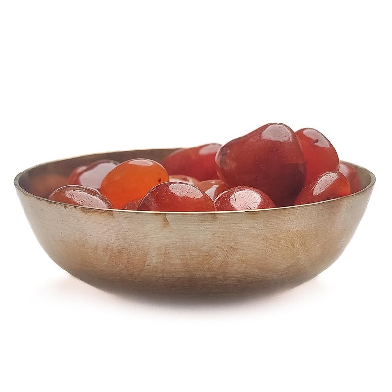 Plus Value Carnelian Pebbles Tumbles Stone Reiki Healing Aura Chakra Vastu Feng Shui Bronze Bowl 200grams - Image 3
