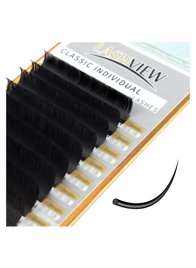 LASHVIEW Silk Mink Fake Eyelash Extensions 0.20 Thickness C Curl Mixed Tray 8-15mm Natural Thick Lashes Individual Semi-Permanent Eyelashes Application for Professional Salon Use