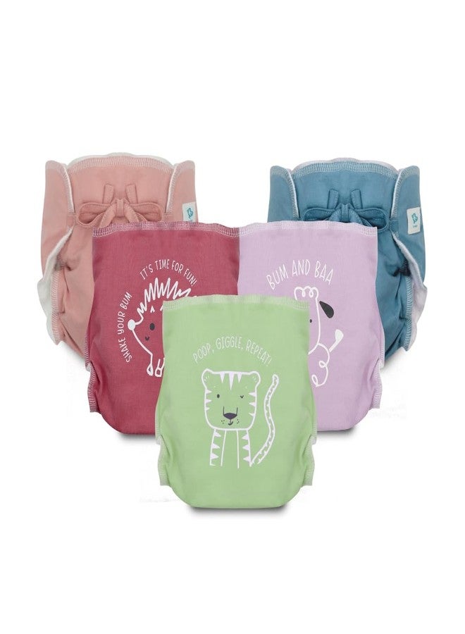 A Toddler Thing Ultra Nappies 2.0 with Dry Feel|Padded Underwear|Reusable Cotton Nappy, Langot|Double Gussets for Leak Protection|Superior Absorption|Booty Bunch|3-6m|Pack of 5 - Image 1