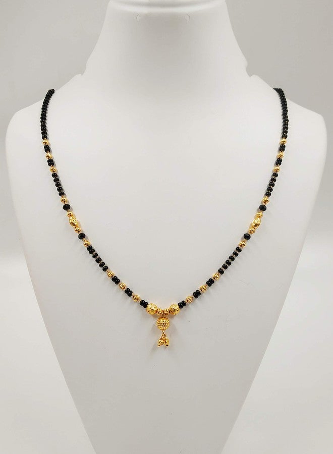 JHB Gold Plated Black Beads Traditional Short Mangalsutra For Women - Image 4