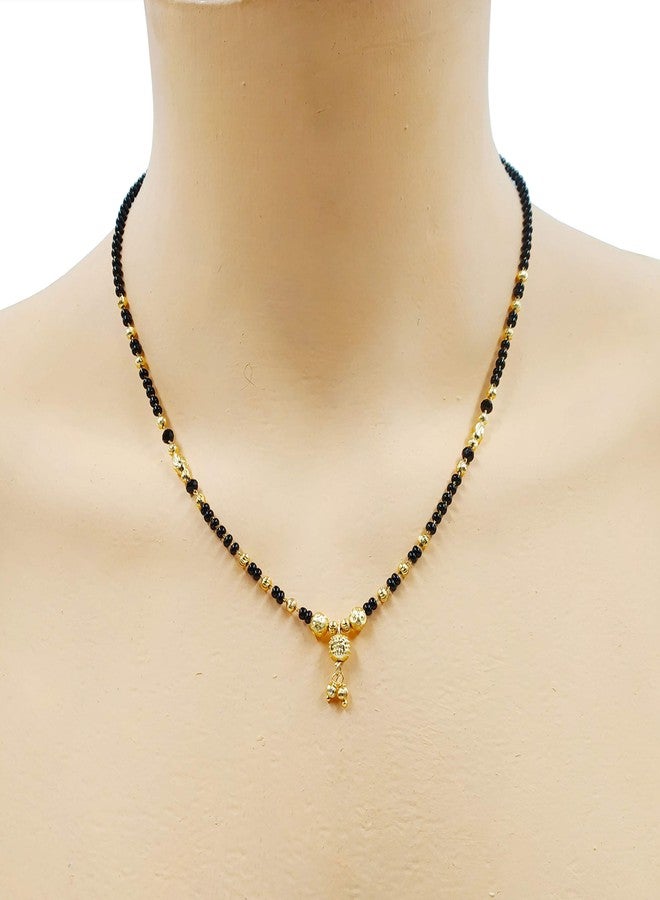 JHB Gold Plated Black Beads Traditional Short Mangalsutra For Women - Image 2