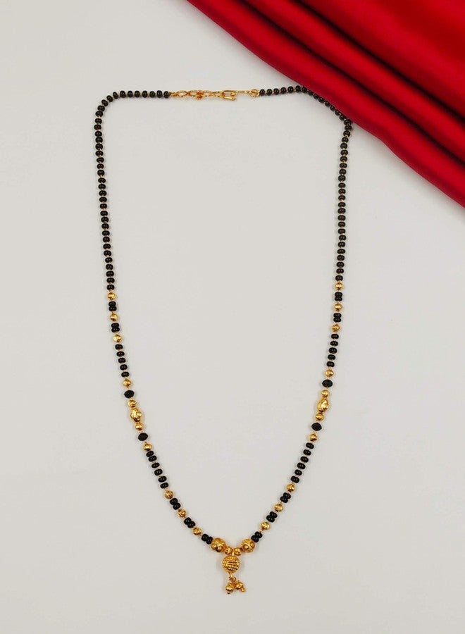 JHB Gold Plated Black Beads Traditional Short Mangalsutra For Women - Image 3