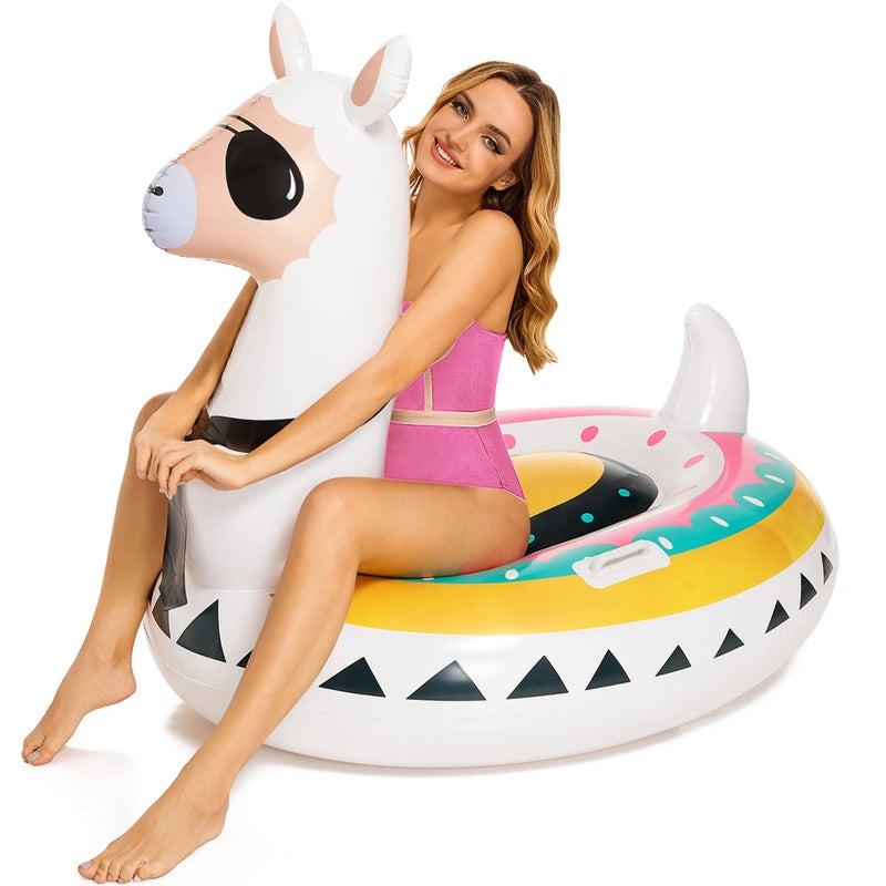 Triumpeek Inflatable Llama Pool Float 51 Fiesta Alpaca Pool Floaties Novelty Fun Water Inflatable RideOn for Summer Swimming Pool Party Decoration Toys for Adults - Image 2