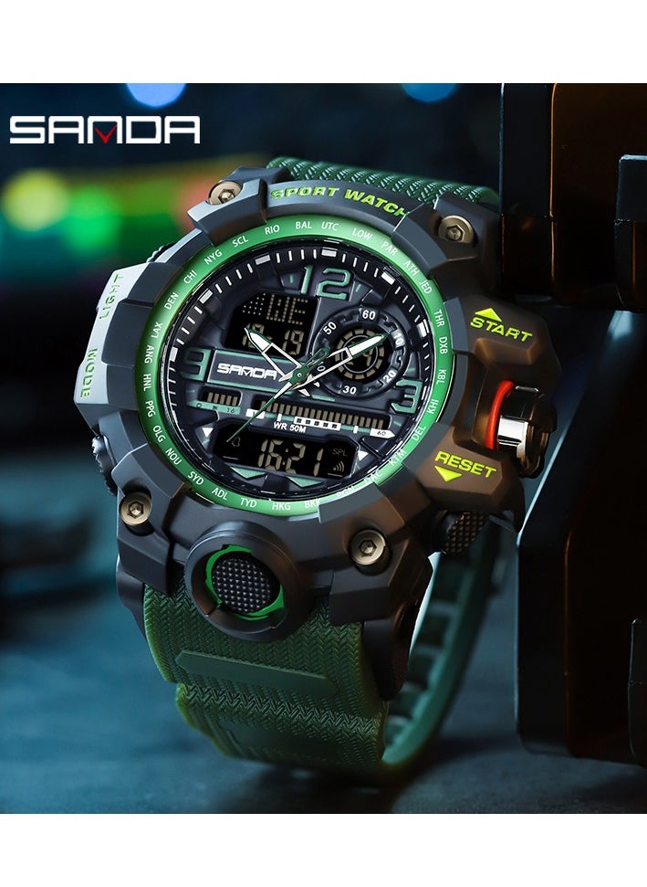 Sanda - Sanda Men's Sports Watch, waterproof digital timer with alarm and screen, quartz, analog, electronic, 3133 - Image 1