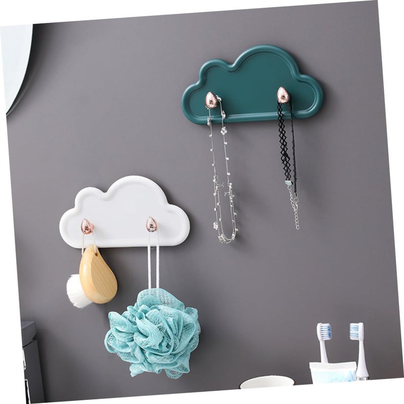 4 Pcs Cloud Shape Adhesive Wall Hooks for Keys Towels Jewelry Yellow Green White Orange Bathroom Kitchen - Image 3