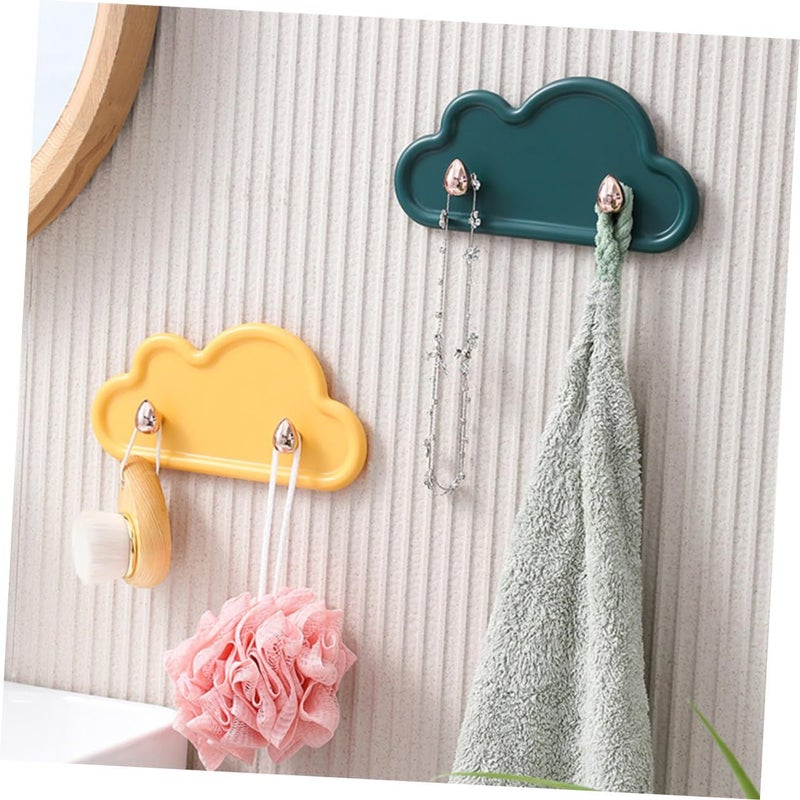 4 Pcs Cloud Shape Adhesive Wall Hooks for Keys Towels Jewelry Yellow Green White Orange Bathroom Kitchen - Image 5