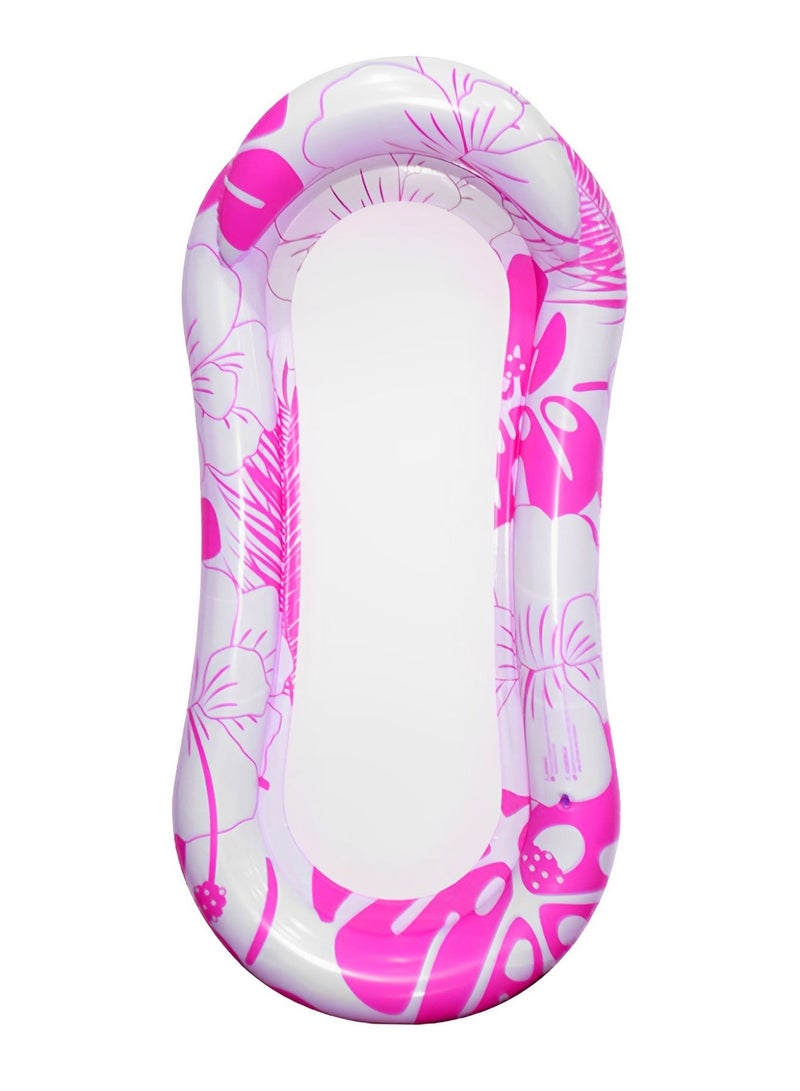Pink Floral Inflatable Pool Float Hammock Lounge Chair, 153cm Water Mesh Floating Bed with Headrest, Summer Beach Float for Adults - Image 3