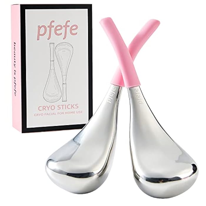 pfefe Cryo Sticks Facial Skin Care Ice Globes for Women Face Eyes, Stainless Steel Face Beauty Tools for Girls Ladies, Esthetician Supplies Cooling Spa Globes with Storage Case - Image 1