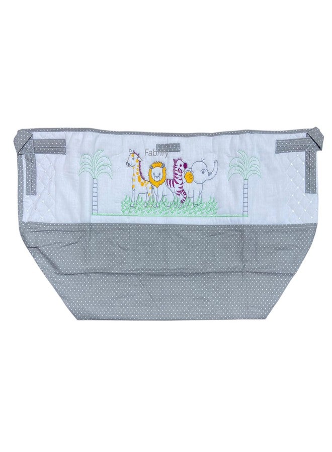 Fabrify Premium Cotton Baby Hammock, Ghodiyu Swing Cradle with Mosquito Net Cover, Animal Design, 60x40 cm, Safety Zipper, One Size (Grey) - Image 1