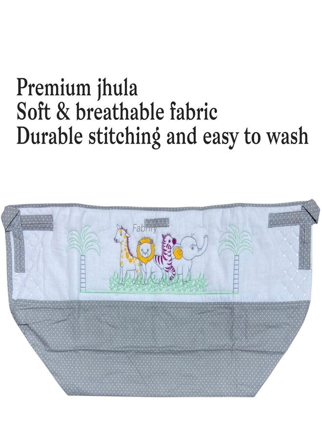 Fabrify Premium Cotton Baby Hammock, Ghodiyu Swing Cradle with Mosquito Net Cover, Animal Design, 60x40 cm, Safety Zipper, One Size (Grey) - Image 4