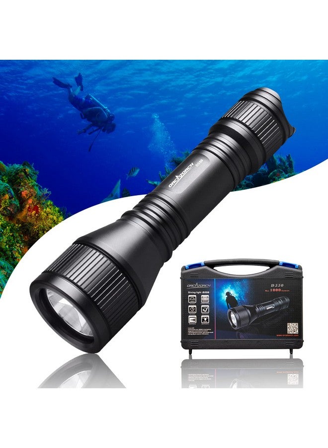 ORCATORCH ضوء الغوص D550، 1000 لومن ضوء غوص تحت الماء فائق السطوع مع 3 أوضاع، مصباح غوص ليلي مقاوم للماء IP68 بعمق 150 مترًا - Image 1
