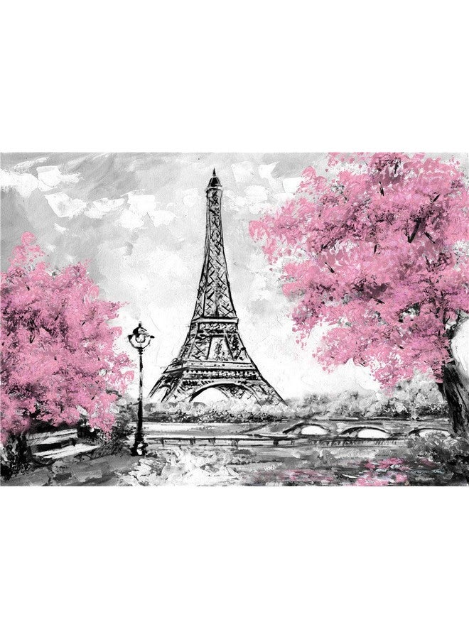 Fanghui 9X6Ft Paris Eiffel Tower Backdrops For Photography Pink Flowers Trees Photo Lover Wedding Studio Props Background Banner Vinyl - Image 5