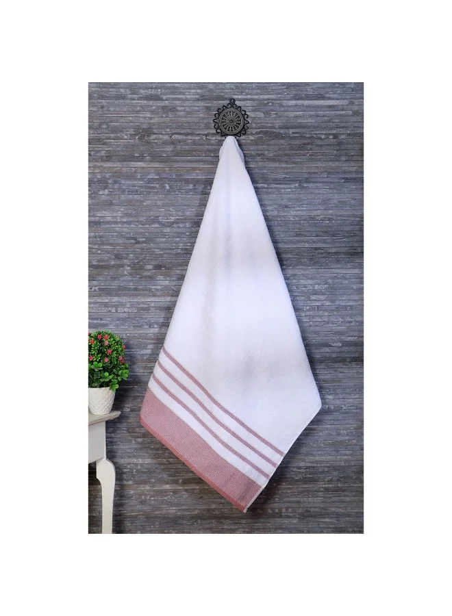 DANUBE HOME Reinheart Bath Towel White/Rust 70X140Cm | Performance Fiber Quick Dry Plush Bathsheet | Ultra Soft Highly Absorbent Daily Usage Towels For Bathroom Kitchen