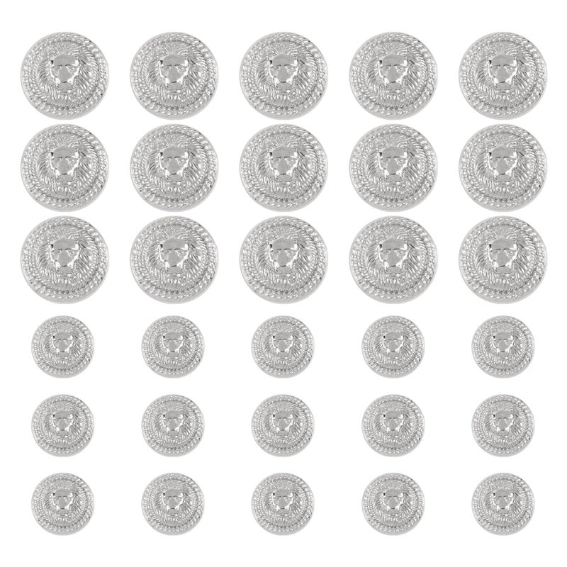 Framendino Framendino 30 Pack Silver Metal Lion Head Buttons Vintage Sewing Button for Blazer 15mm 23mm