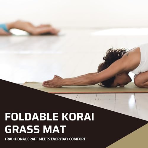 KALA DARSHAN Crafts BAZAAR - Foldable Mat with Korai River Grass Chatai 2.5 X 6 Feet 15MM Soft Foam Brown Cotton Fabric, Reduced Back Pain Portable - Image 2