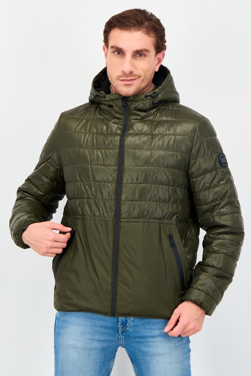 Kenneth Cole Men Quilted Puffer Jacket, Olive - Image 1