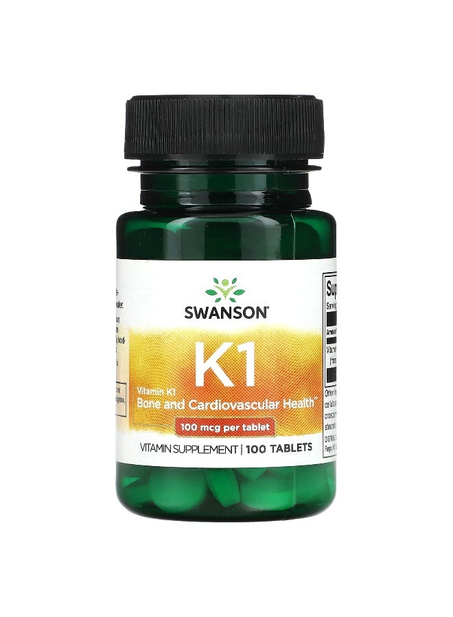 SWANSON Swanson, Vitamin K1, 100 mcg, 100 Tablets  - Image 1