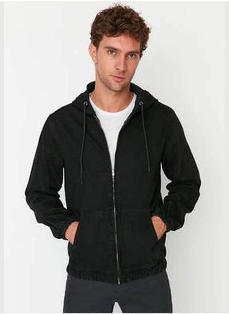 trendyol Anthracite Men's Zippered Hooded Denim Jacket TMNSS20CE0097