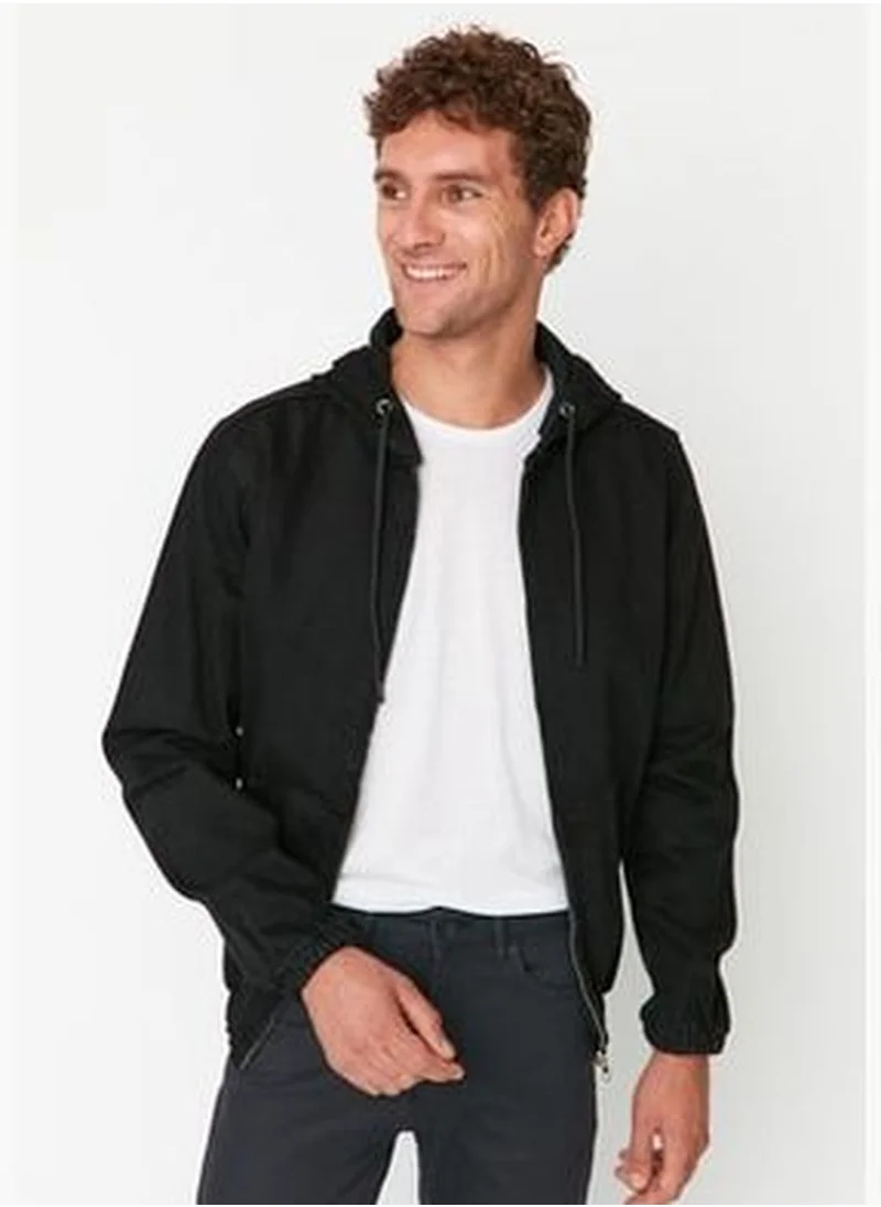 trendyol Anthracite Men's Zippered Hooded Denim Jacket TMNSS20CE0097