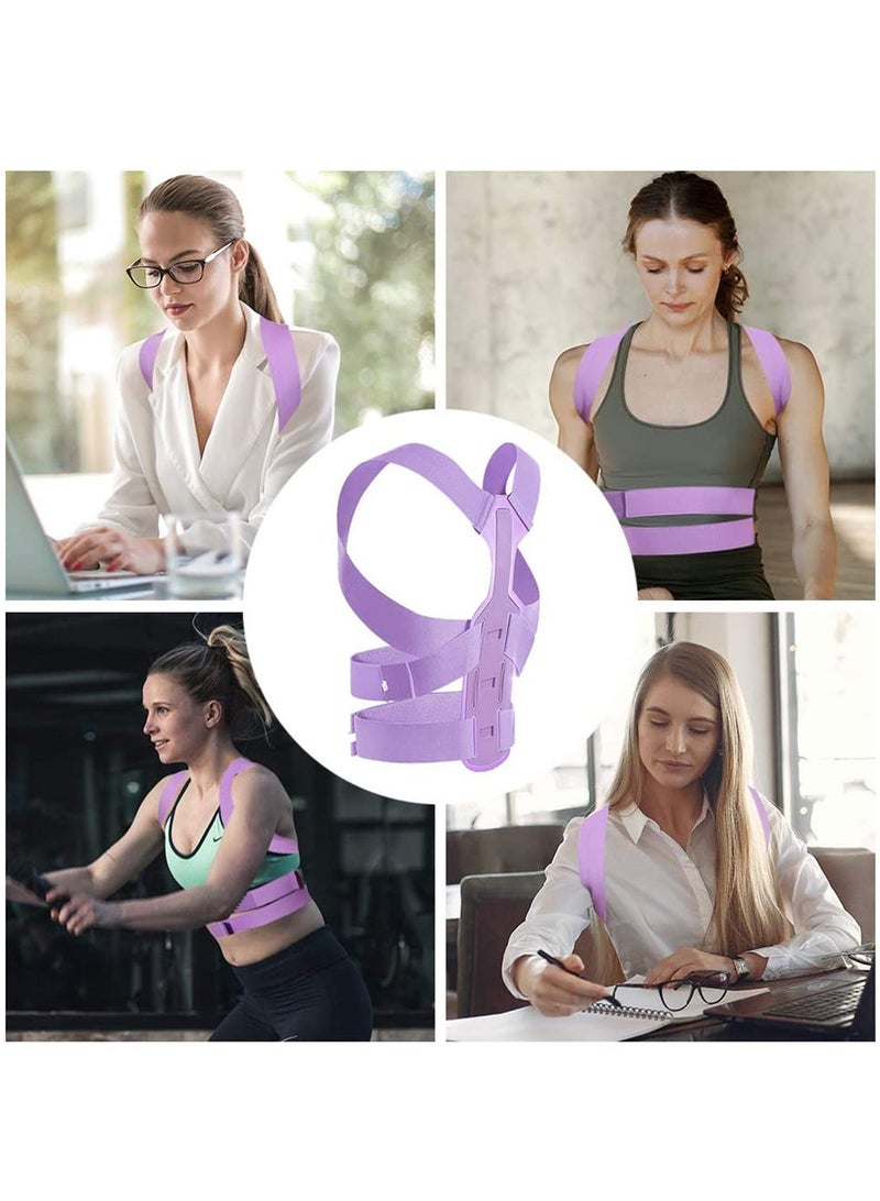 Excefore Posture Corrector for Women, Extended Backplate Back Straightener, Adjustable Upper Back brace for Neck Shoulder Pain Relief and Clavicle Support, Pink - Image 4