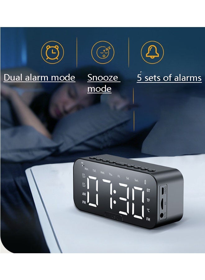 نيوترل مكبر صوت بلوتوث محمول P6 مزود بفتحة لبطاقة الذاكرة، ويتميز بالتحكم الصوتي بالذكاء الاصطناعي، والإضاءة المحيطة، وعرض الساعة، ووظيفة المنبه المزدوج، وتشغيل الموسيقى، والرد على المكالمات، والتوجيهات الصوتية. مثالي للطلاب وموظفي المكاتب والمستخدمين المماثلين. (أبيض) - Image 4