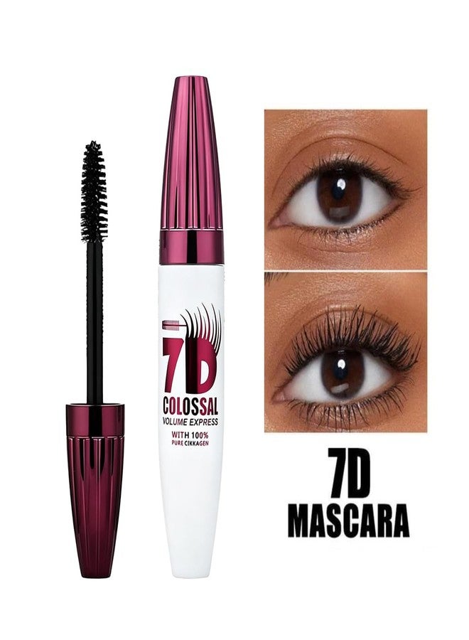 ماسكارا 7D المقاومة للماء لتكثيف الرموش، ماسكارا سوداء لتطويل وتكثيف وتنعيم الرموش، تدوم طويلاً مع تجعيد طبيعي للرموش، مثالية لمكياج العيون الاحترافي للنساء والفتيات (قطعتان) - Image 2