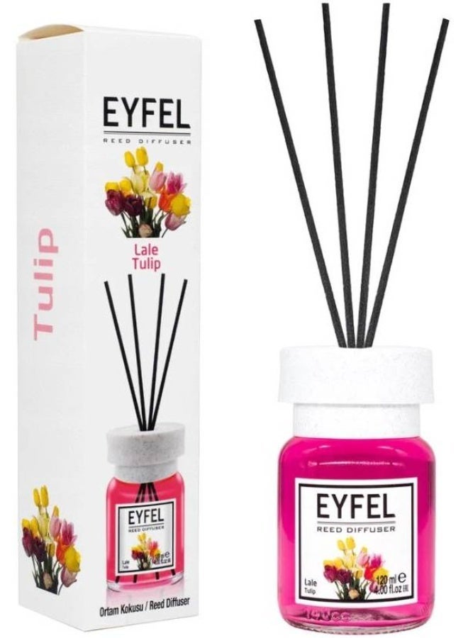 EYFEL Tulip Premium Reed Diffuser (120ml) – Long-Lasting Floral Home Fragrance – Elegant Decorative Glass Bottle with 4 Reed Sticks - Image 1