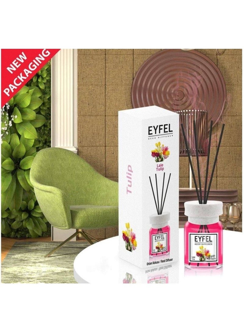 EYFEL Tulip Premium Reed Diffuser (120ml) – Long-Lasting Floral Home Fragrance – Elegant Decorative Glass Bottle with 4 Reed Sticks - Image 3