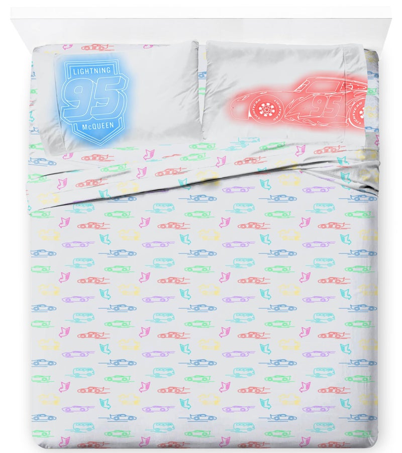 Jay Franco Kids Sheet Set with Fitted  Flat Sheets & Pillow Cover - Ultra-Soft Bedding with Pillowcase for Room Decor  Gray - Cars  4 Piece Queen - Image 1