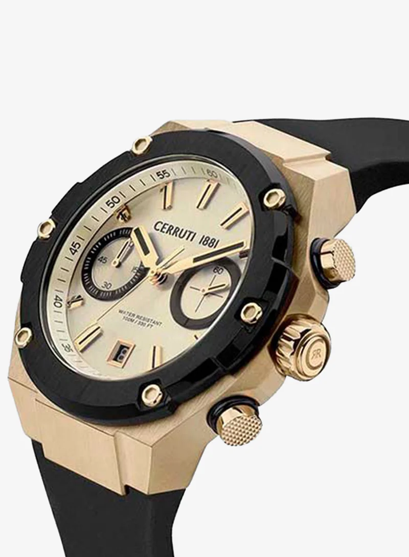 CERRUTI 1881  Lucardo 44mm Chronograph Men's Watch with Black Rubber Strap for Men | Best Price UAE