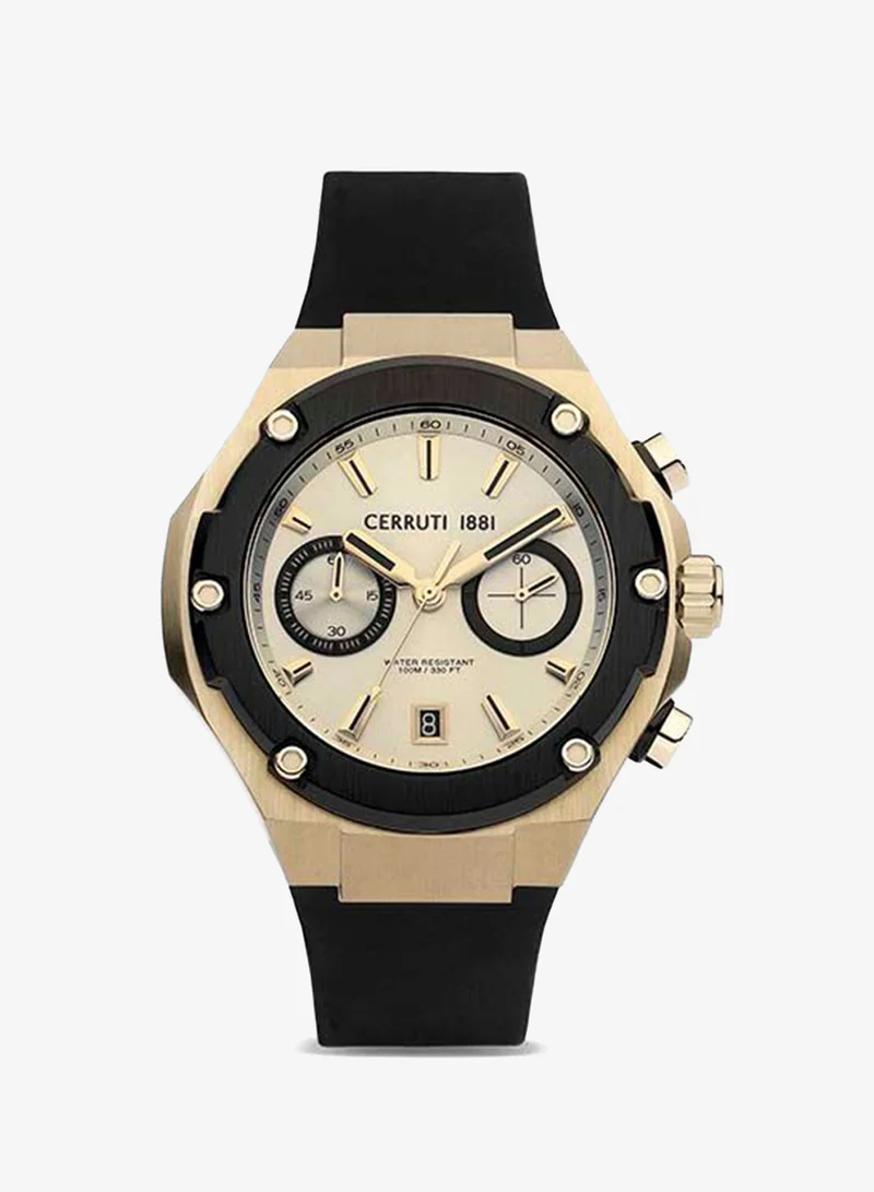 Lucardo 44mm Chronograph Men's Watch with Black Rubber Strap