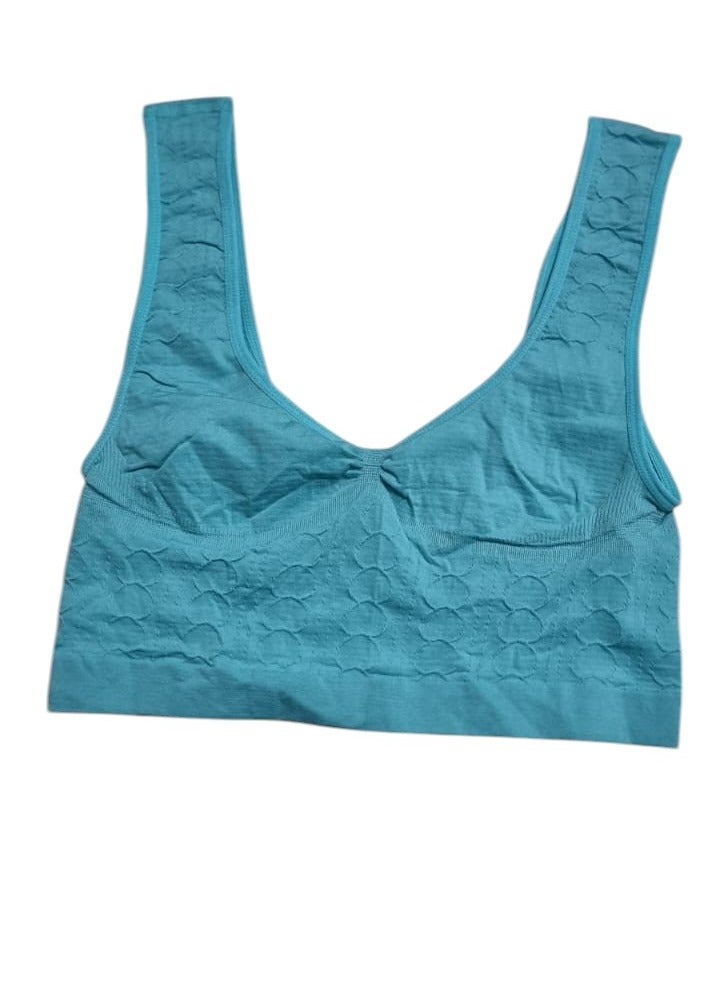 Women's Polyester Non-Wired Soft Tank Top Sports Bra Free Size Sky Blue 
