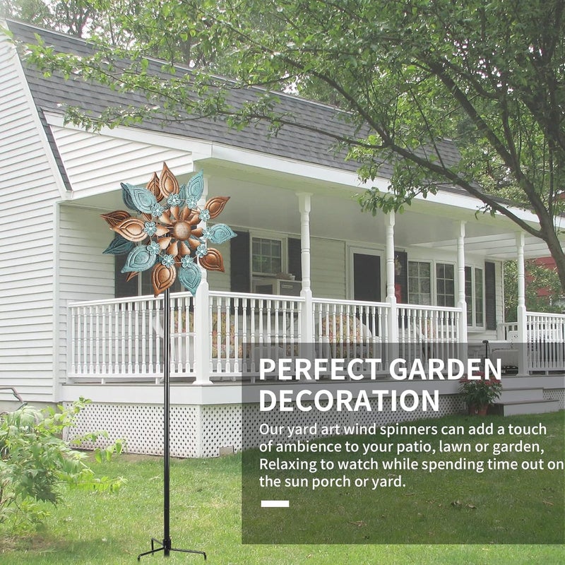 Decoroca Outdoor Wind Spinners Copper - 360 Degrees Metal Swivel Flowers&Leaves Wind Spinners for Patio, Lawn, Yard and Garden - for Classical Style - Festival Outdoor Decor - Image 5