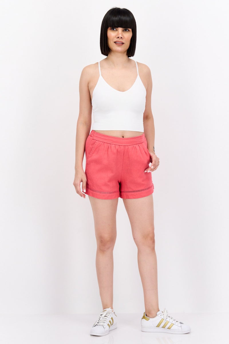 Jessica Simpson Women Lace Trim Basic Shorts, Red - Image 2