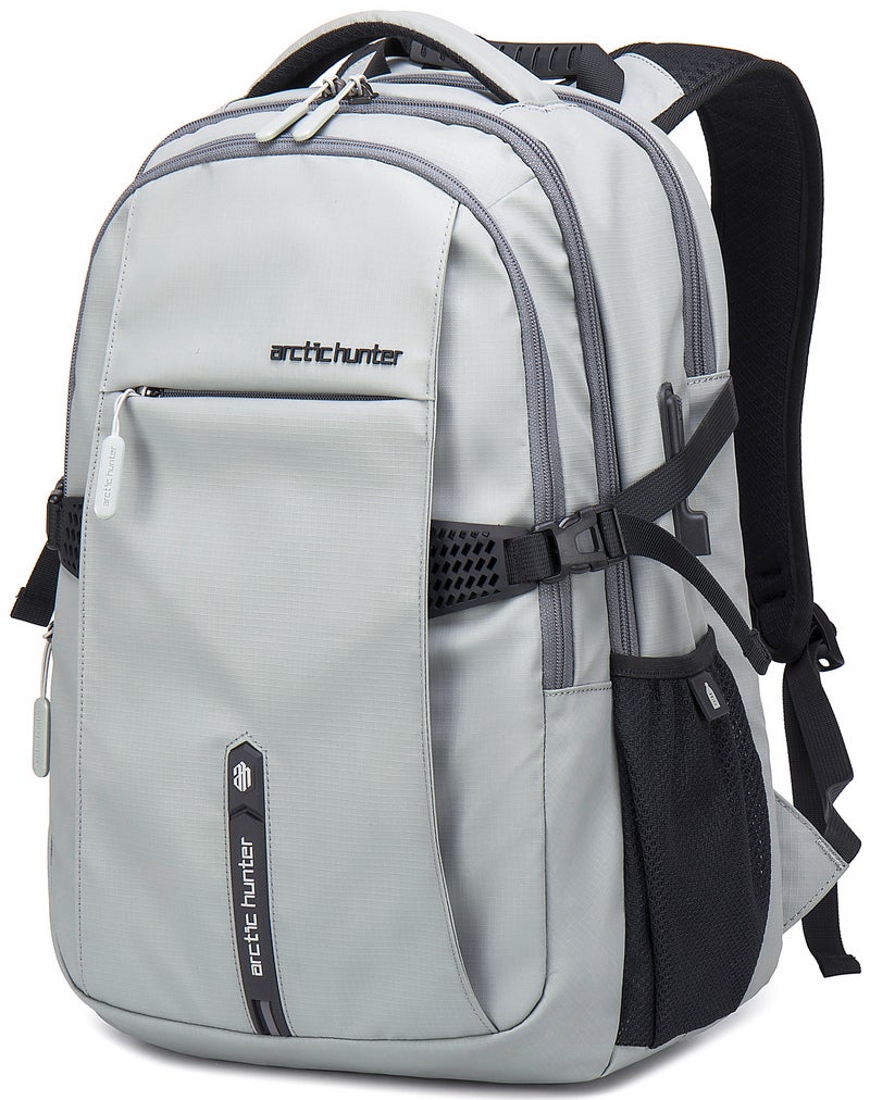 ARCTIC HUNTER Travel Daypack Water Repellant Scratch Resistant 30L Backpack with Built In USB/Headphone Port for Men and Women, B00388, Grey - Image 1