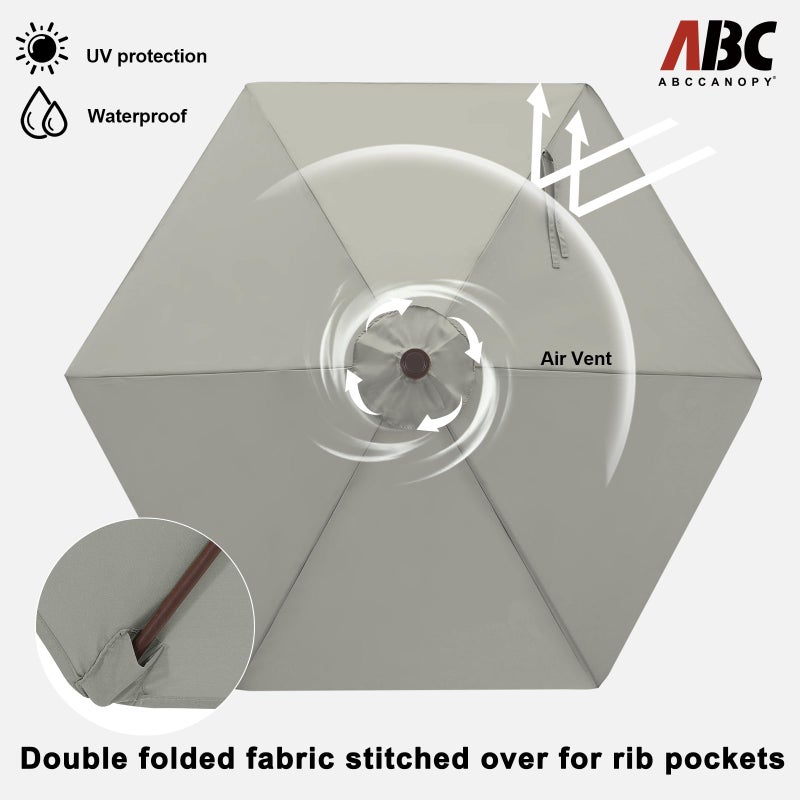 ABCCANOPY 7.5FT OutdoorPatio Umbrella, UV Protection Table Umbrella w/Crank for Easy Set Up, Suitable for Garden, Lawn, Deck & Backyard (Gray) - Image 3