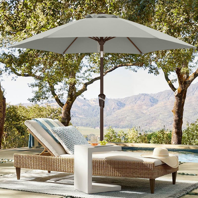 ABCCANOPY 7.5FT OutdoorPatio Umbrella, UV Protection Table Umbrella w/Crank for Easy Set Up, Suitable for Garden, Lawn, Deck & Backyard (Gray) - Image 1