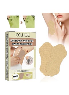 EELHOE 12 Pcs Underarm Sweat Pads, Sweat Pads for Women and Men Armpits, Disposable Invisible Armpit Sweat Pads for Absorbent Deodorant Prevention Sticker  - Image 1