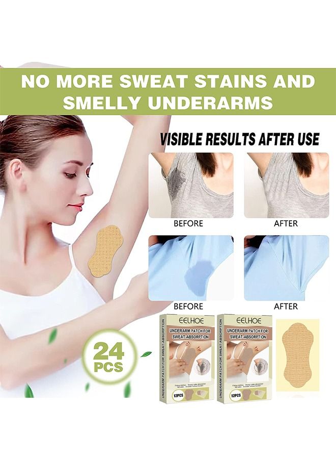 EELHOE 12 Pcs Underarm Sweat Pads, Sweat Pads for Women and Men Armpits, Disposable Invisible Armpit Sweat Pads for Absorbent Deodorant Prevention Sticker - Image 4