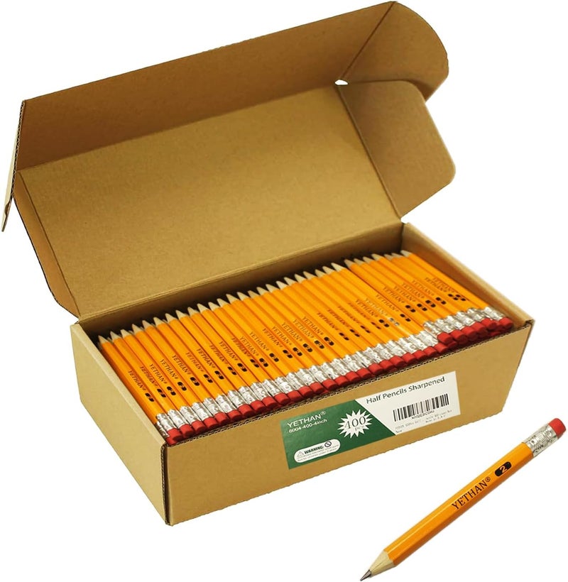 YETHAN 96Pcs Golf Pencils with Eraser Tops,Hexagon Wooden pencils, Pre Sharpened 2# HB Half Pencils for kids Golf School Office 4" Mini Pencils 96 count/Box - Image 1