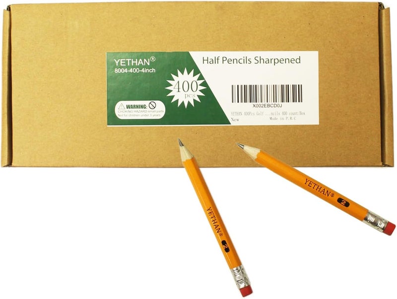 YETHAN 96Pcs Golf Pencils with Eraser Tops,Hexagon Wooden pencils, Pre Sharpened 2# HB Half Pencils for kids Golf School Office 4" Mini Pencils 96 count/Box - Image 2