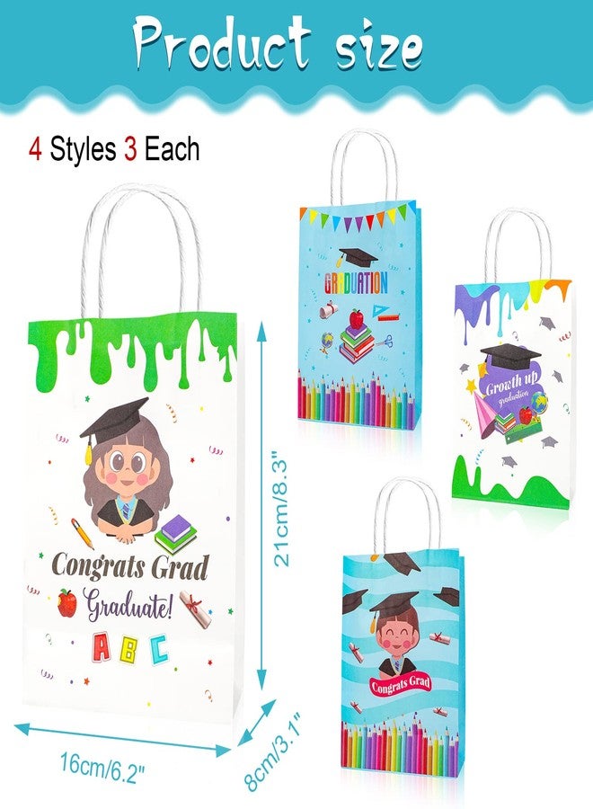HOWAF 12pcs Kindergarten Graduation Party Supplies Gift Bags, Congrats Grad Treat Bags with Handle for Preschool Graduation Party Favors, Kindergarten Graduate Candy Bags for Class of 2024 Graduation - Image 2
