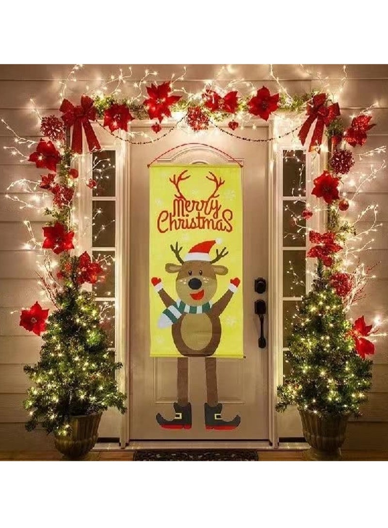 Arabest Christmas Wall Art, Elk Wall Art, 115x40cm Christmas Flag, Hanging Cartoon Canvas Window Display Wall Decoration, Suitable for Indoor and Outdoor Decoration - Image 5