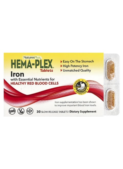 NaturesPlus, Hema-Plex, Iron, 30 Slow-Release Tablets