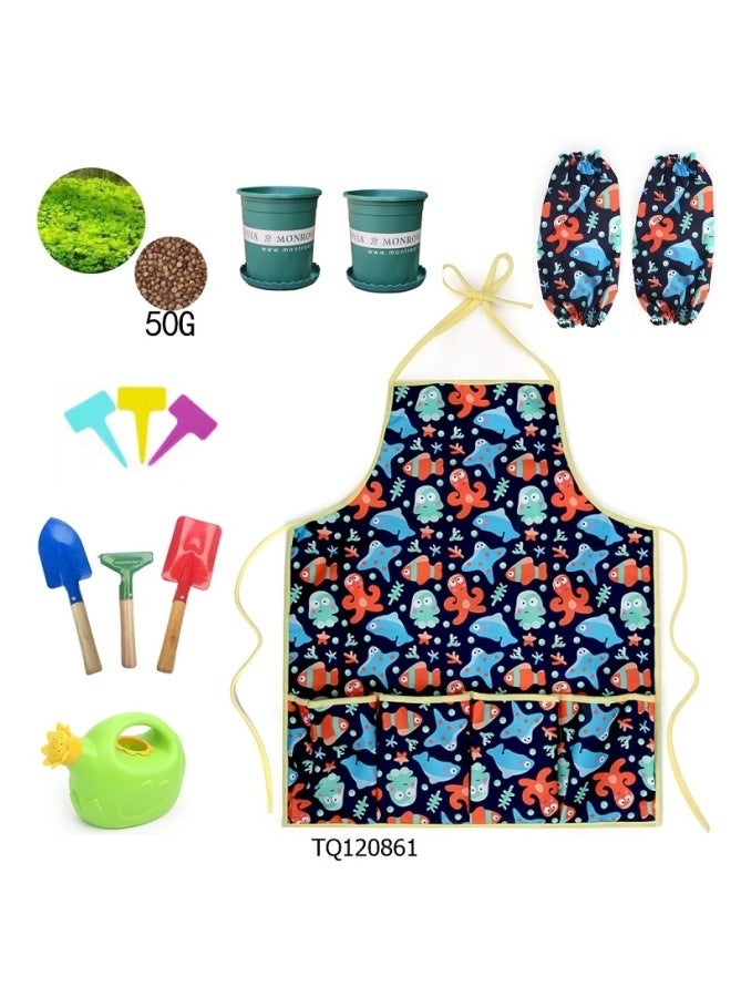 مجموعة أدوات البستنة للأطفال، مجموعة أدوات البستنة، مجرفة رملية للشاطئ، ألعاب الحديقة - اللون: مجموعة من 13 قطعة من أدوات البستنة TQ120861 - Image 1