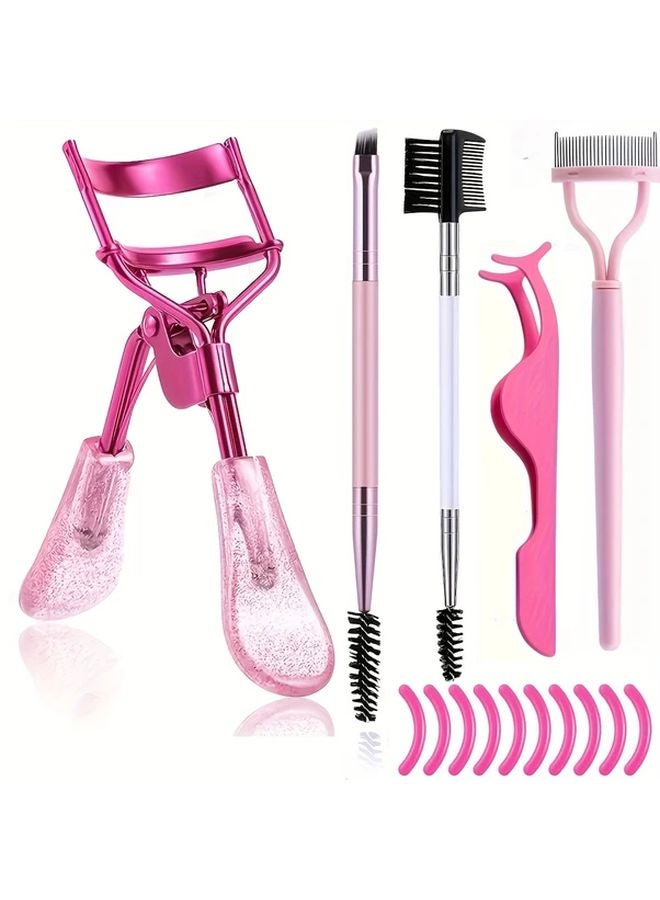13 Piece Set Red Black Eyelash Curler Eyebrow Comb Brush Stainless Steel Mascara Tool - Image 2