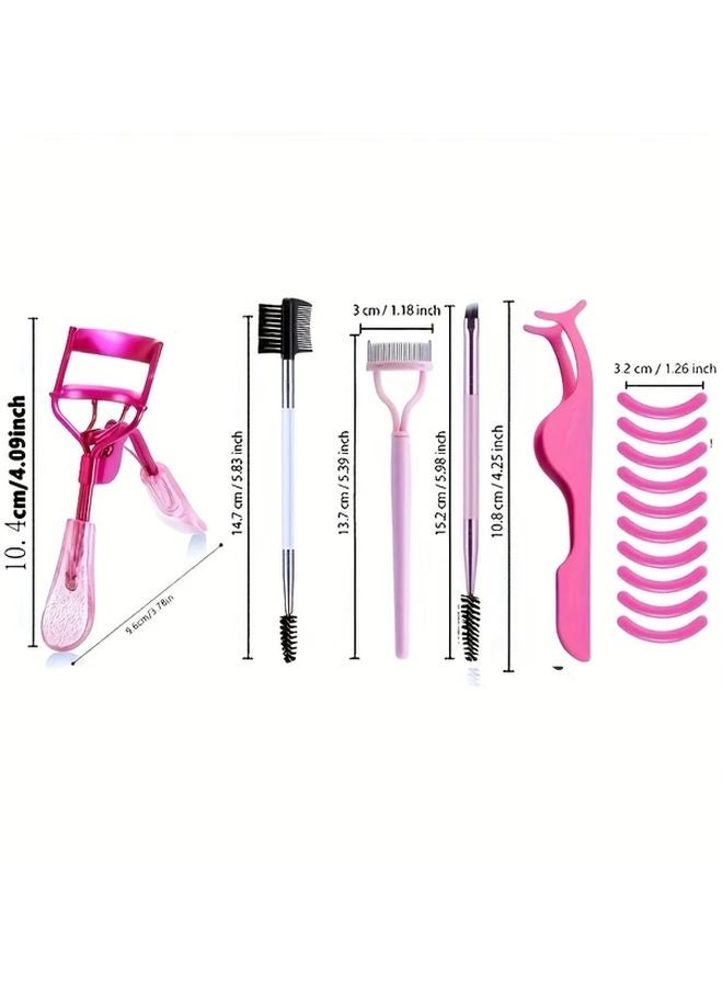 13 Piece Set Red Black Eyelash Curler Eyebrow Comb Brush Stainless Steel Mascara Tool - Image 5