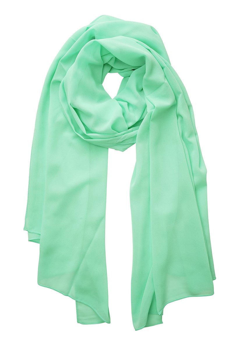 YOUR SMILE for Women Lightweight Breathable Solid Color Soft Chiffon Long Fashion Scarves Sunscreen Shawls (Pale Green) - Image 1